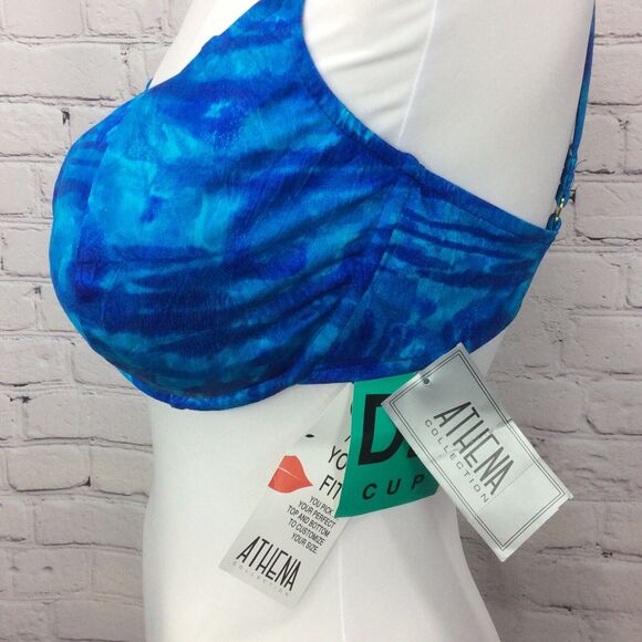 Athena Underwired Bikini Top Women’s Size 14 DD Cup Blue Watercolors - Picture 6 of 9